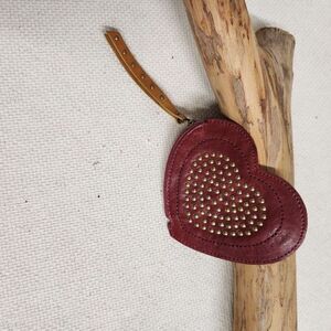 Fossil studded red heart wristlet